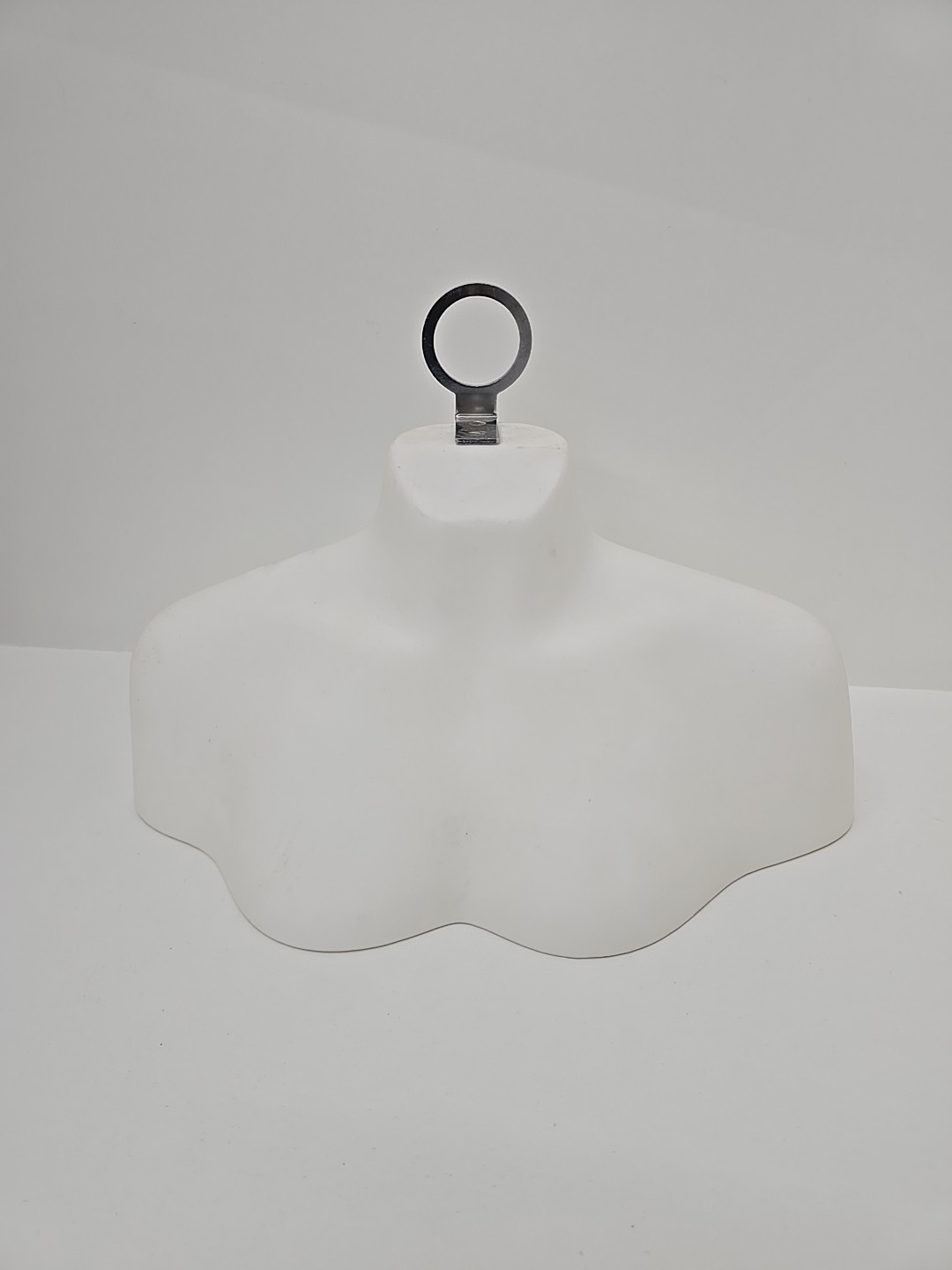 Woman Female Mannequin Neck and Shoulders Hanging White Hard Plastic
