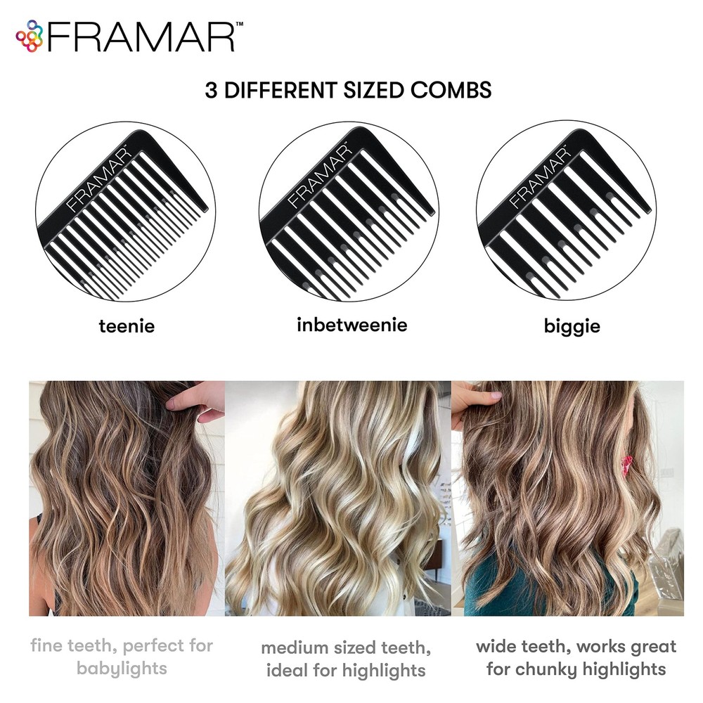 FRAMAR Dreamweaver Highlight Comb Set - Professional Regular, Black