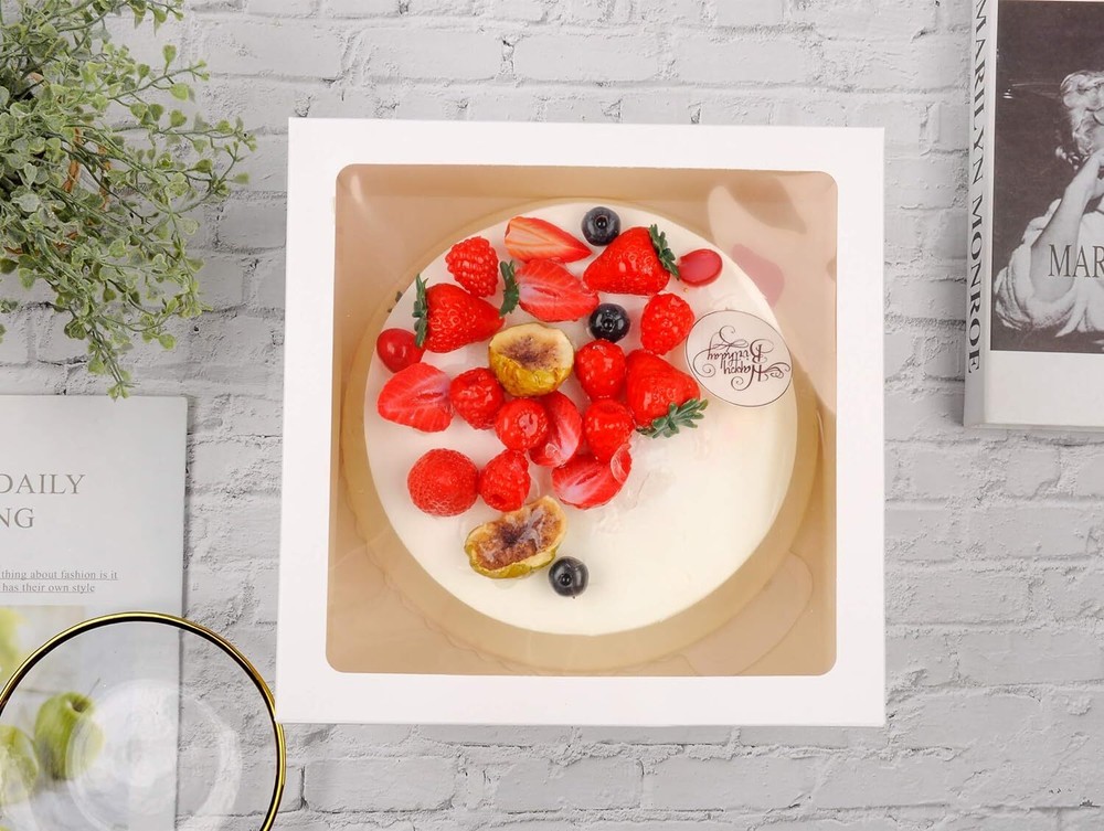 20Pcs Cake Boxes with Window and Boards White Bakery for