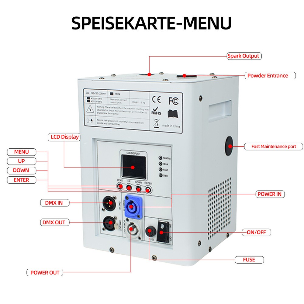 2 Packs 750W Cold Spark Machine Stage Effect Firework Machine DJ Event Wedding