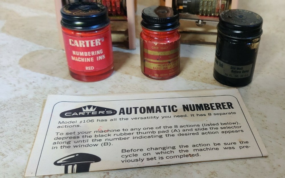 2x CARTER'S AUTOMATIC NUMBERING MACHINE Model No106 W Box