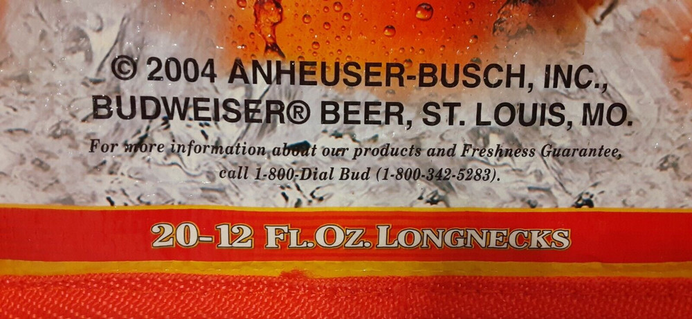 Artic Pack Budweiser Carry Case Plastic Lining Holds 20 x 12 oz Longnecks