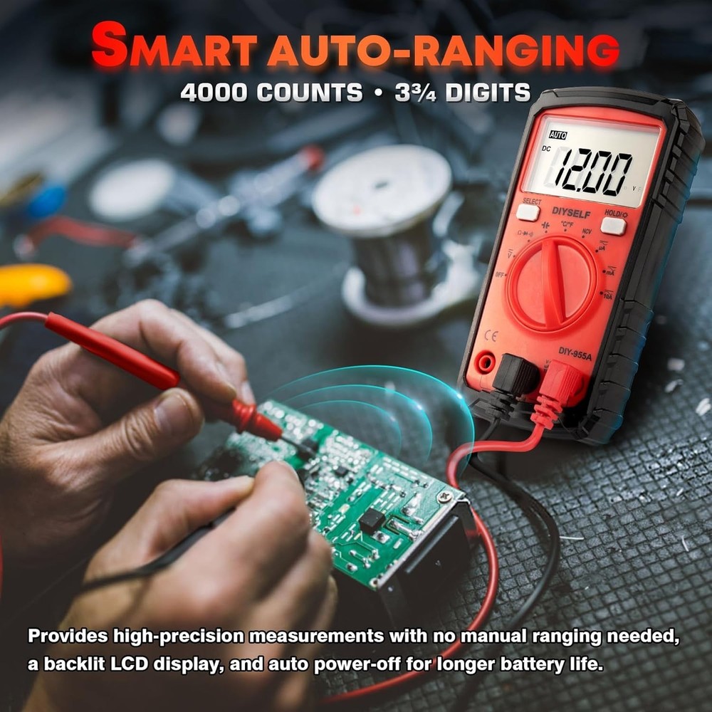 Multimeter, 4000 Counts Auto-Ranging Multimeter Tester, Non-Contact Volt Mete...