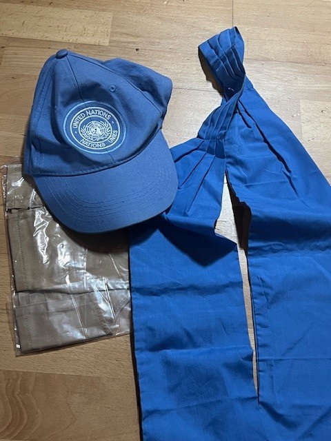 Authentic UN Peacekeepers Kit - Official Issue Cap, Armband, Neckwear - From Mis