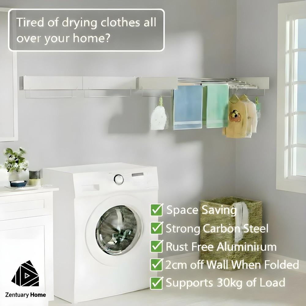 Wall Mounted Clothes Drying Rack Space-Saving Laundry Dryer for Clothing