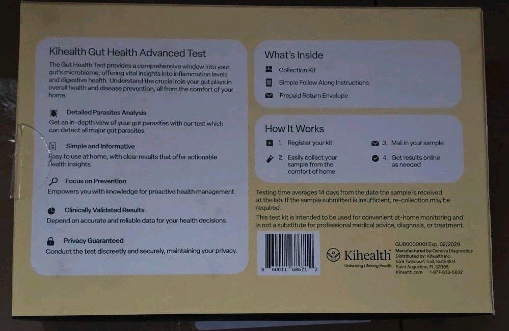Kihealth Gut Health Advanced Test - Explore Gut Health And Banish Parasites