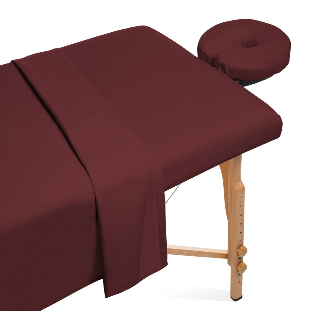 3pc Microfiber Massage Table Sheet Set - Salon Spa Covers - Burgundy