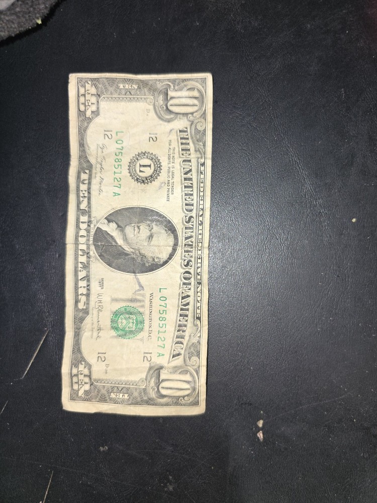 10 Dollar Bill 1977 Error Misaligned