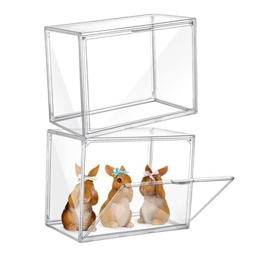 2 Pcs Clear Acrylic Display Case, 36x22x27cm Rectangle Display Cabinet Cube