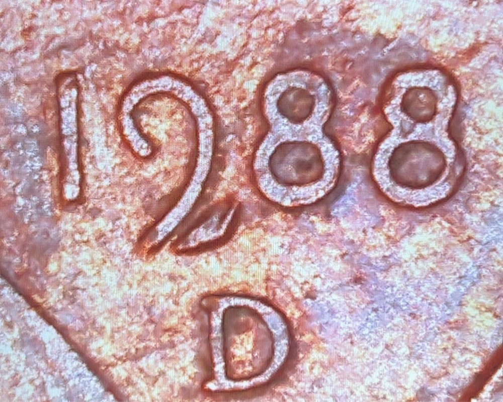 1988 D Lincoln Cent Multiple Die Chips Obverse.