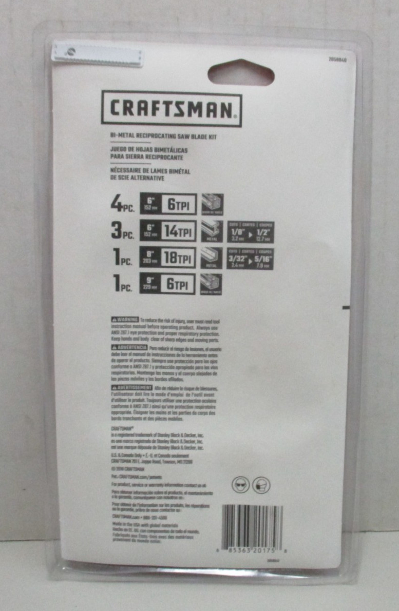 Craftsman 9pc Bi-Metal Reciprocating Saw Blade Kit 2058840