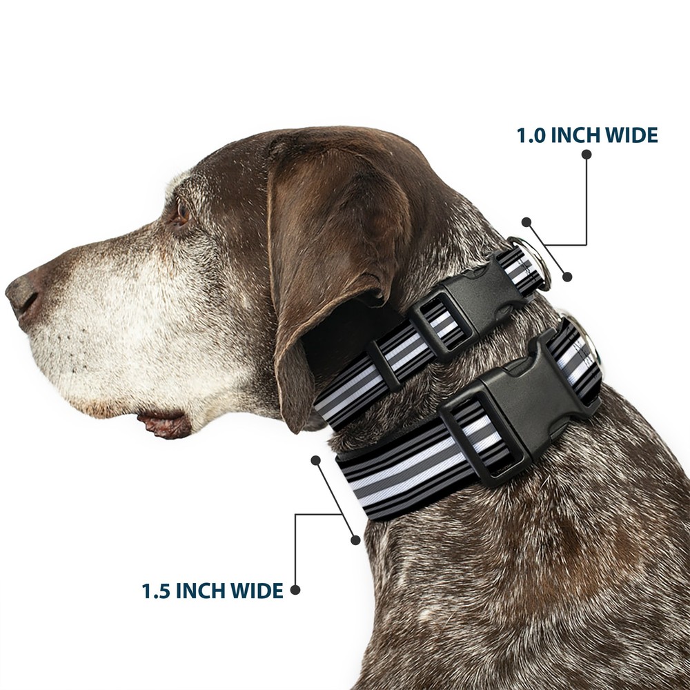 Plastic Clip Collar Striped Black/Gray/White Small 9.5-13"