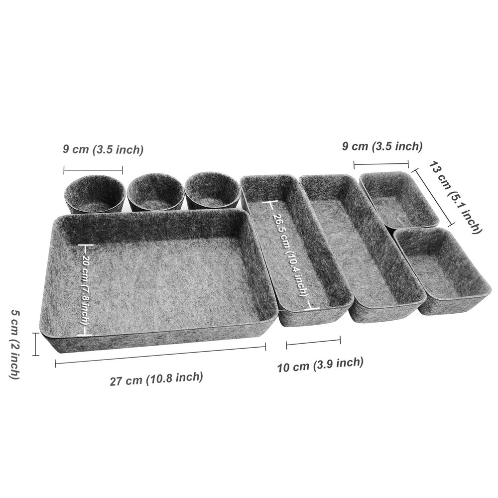 8pcs Drawer Organizers, Separators, Storage ,Felt Storage Bins Inserts Tool C...