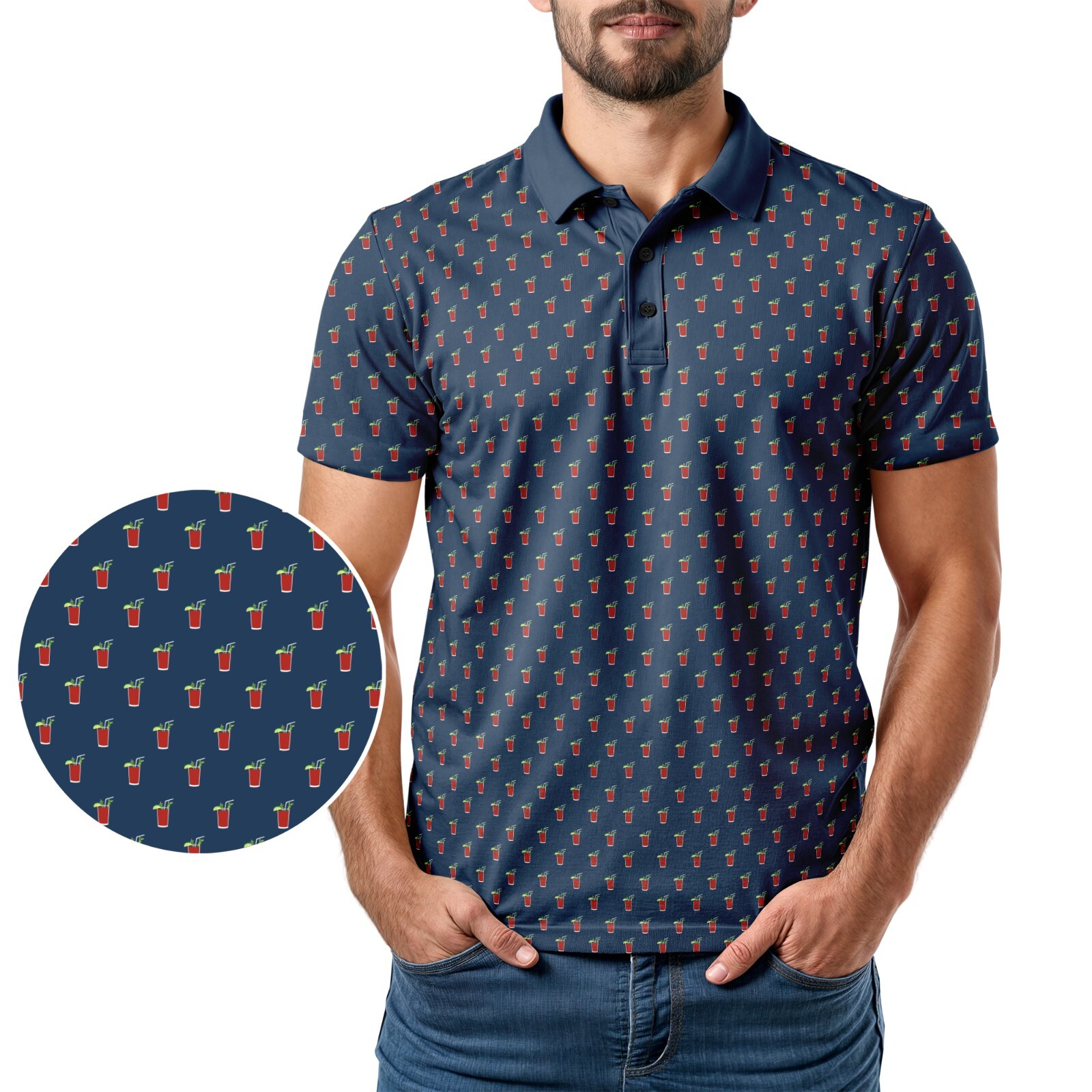 Funny Golf Polo Shirts Men UPF Dry Fit Performance Moisture Wicking Hawaii Beach