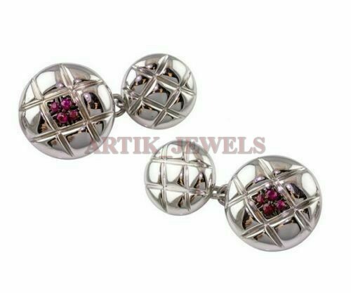 Heated Ruby Gemstone with 925 Sterling Silver Cufflink #2559