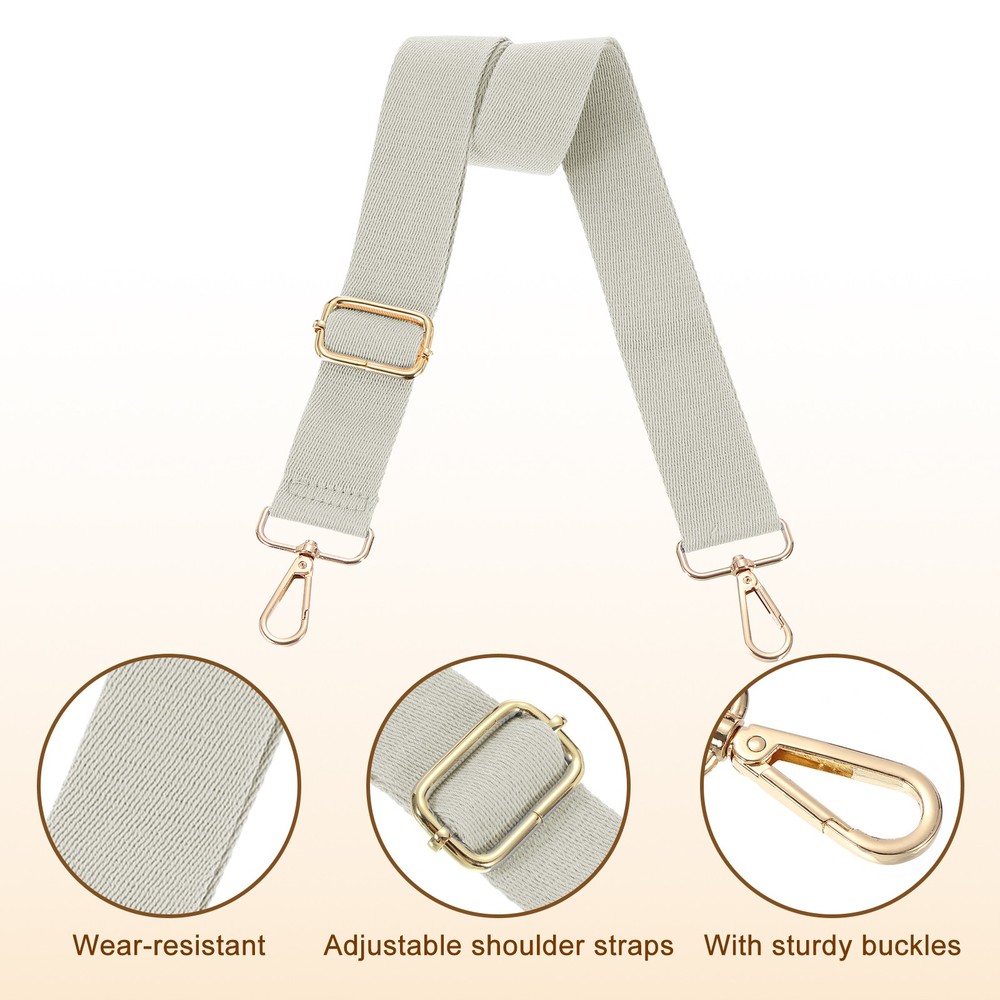 3.8cm Wide Shoulder Strap, Light Grey, Light Gold Pull Core Buckle