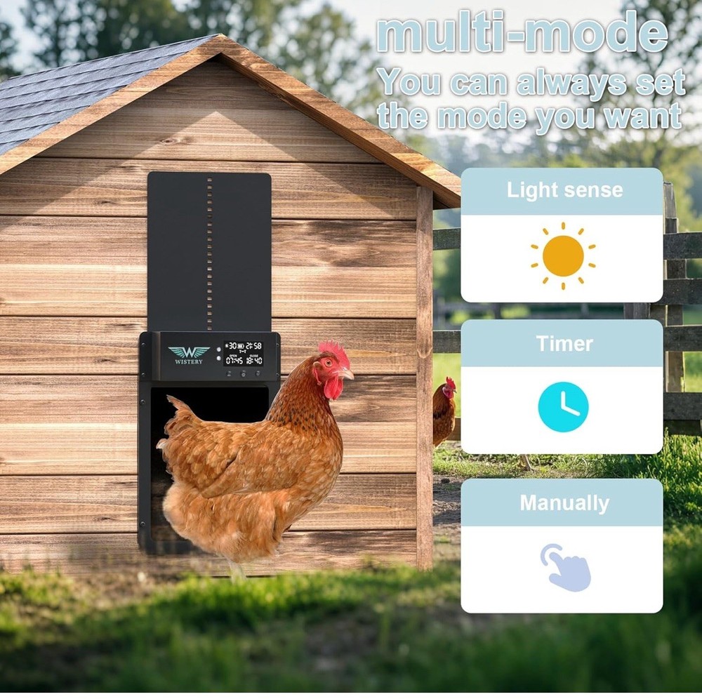 LARKBIRD Automatic Chicken Coop Door with Audio Recall Function, Solar