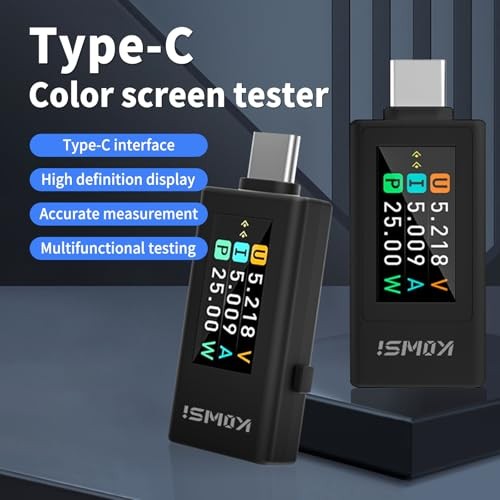 4-30V 0-8A USB C Tester Digital Multimeter, Voltage and Current Tester Black