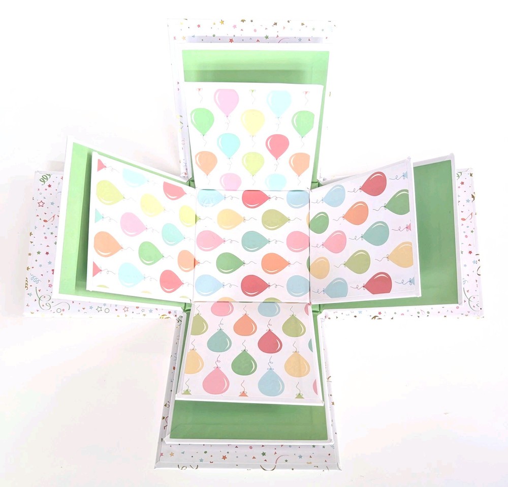 Send A Cake Explosion Birthday Gift EMPTY Box WHITE & GOLD DESIGN