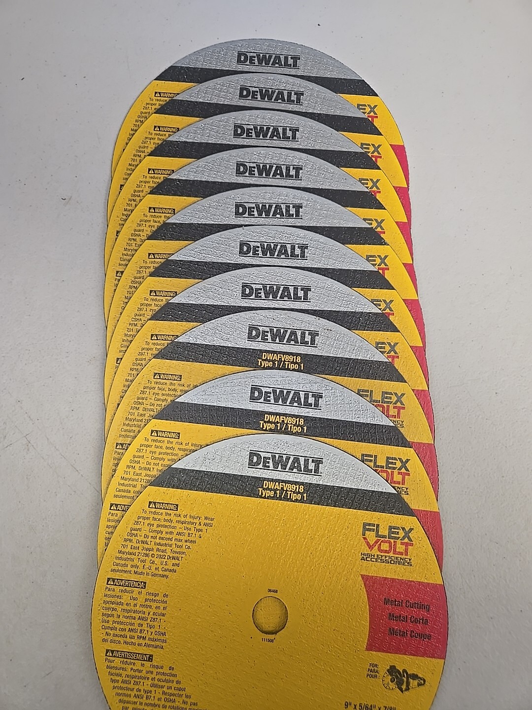Dewalt Thin Cut-Off Wheel DWAFV 8919 9" X 5/64" X 7/8" 10 Pack New No Box