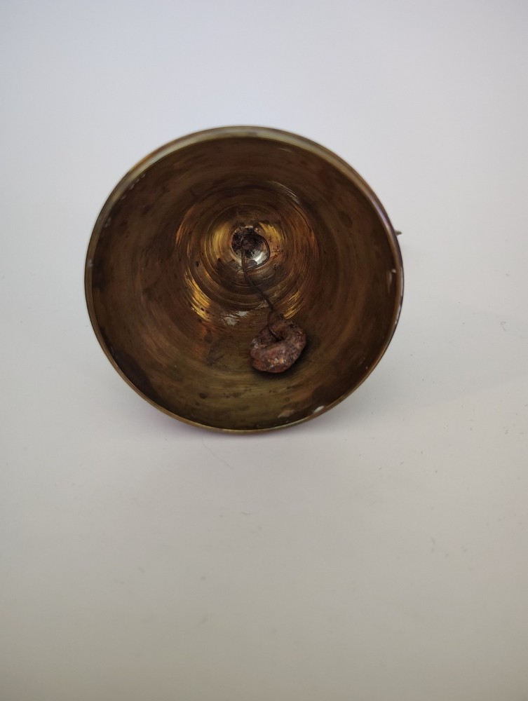 Vintage Brass Bell With Leaf Handle 5"