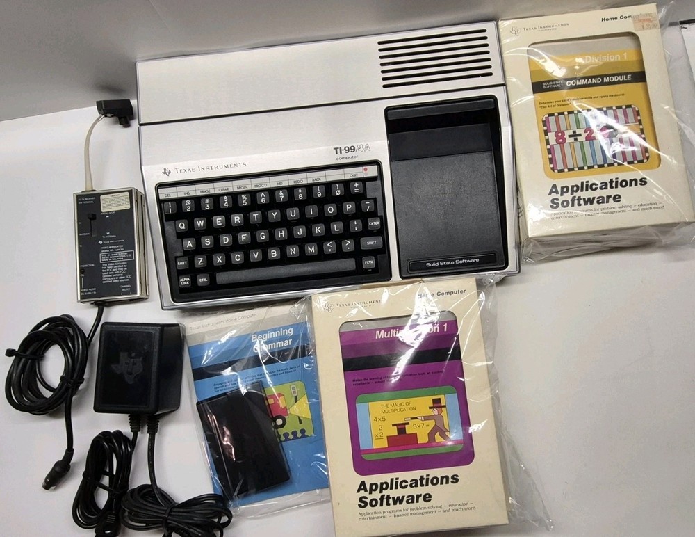 Texas Instruments TI-99/4A Computer Bundle: Computer/AC Adap./RF Mod/Software