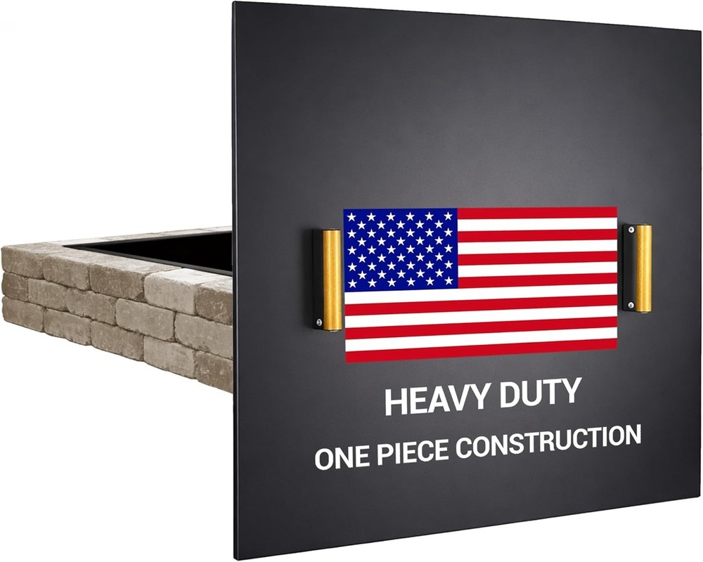 FEBTECH 34" Square Fire Pit Snuffer Lid for 32" FirePit with Wooden Handles