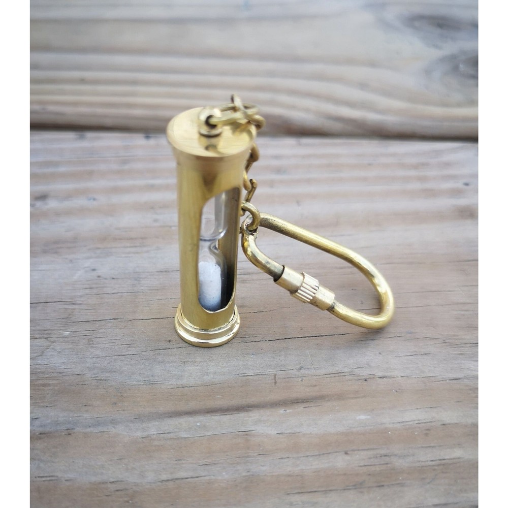 Sand Timer Keychain, Brass Sand Timer Keychain, Brass Key Ring, Nautical Keychai