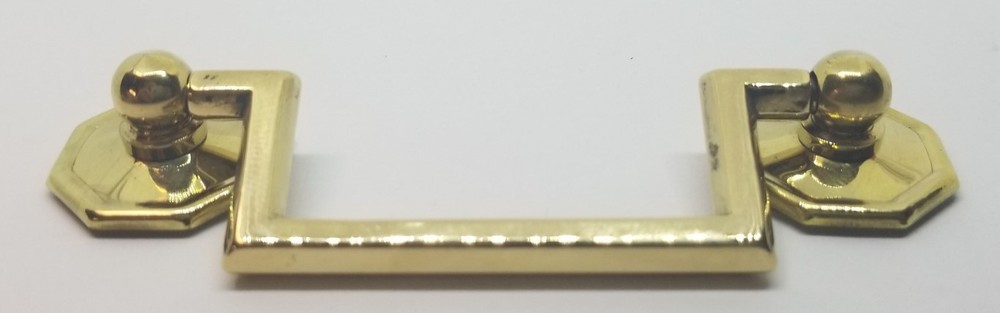 MEDIUM BRIGHT BRASS 3" Centers Colonial Revival Drawer Pull Square Handles KNOB