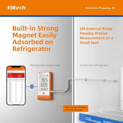 Elitech Bluetooth Thermometer Data Logger Temperature with Shadow Data 100000