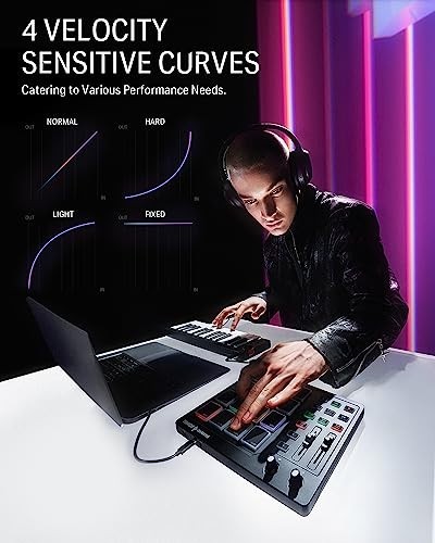 MIDI Pad Beat Maker Drum Machine with 16 Pads, Faders, Knobs & Software - USB Co