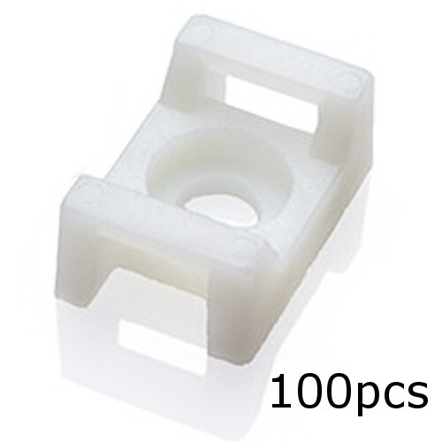 100 Pack 13mm Cable Tie Mount Base Saddle Type Screw Wire Bundle Holder White