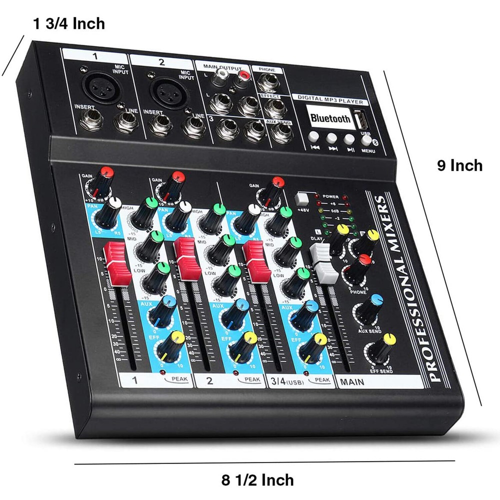 Professional Audio Mixer Sound Board Console System Interface 4 Channel Digital