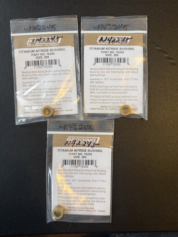 Redding Titanium Nitride Reloading Die Bushing .295