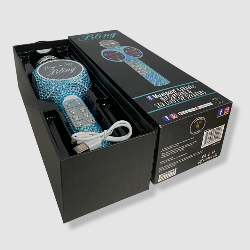 $55 Wireless Express Sing-along Blue Bling Karaoke Microphone Bluetooth Speaker