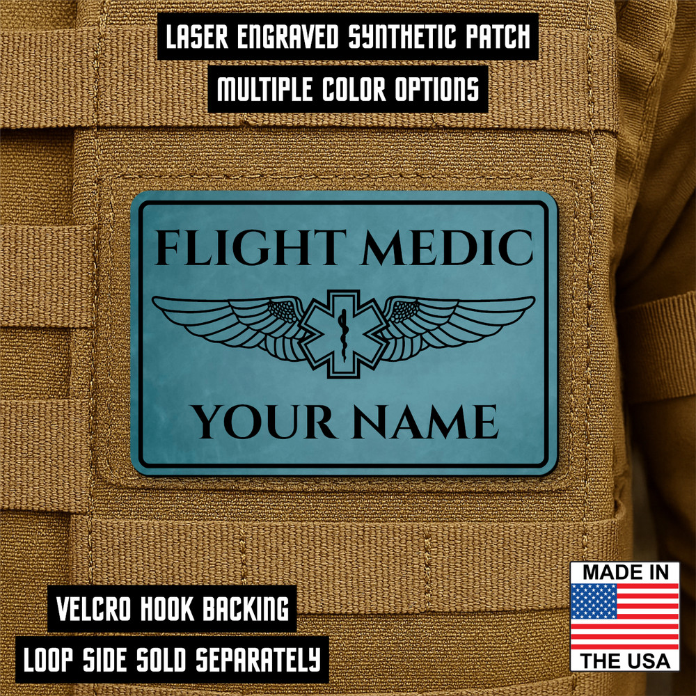 Custom Flight Medic Patch 2"x3" Hook & Loop Engraved Paramedic EMT Tactical