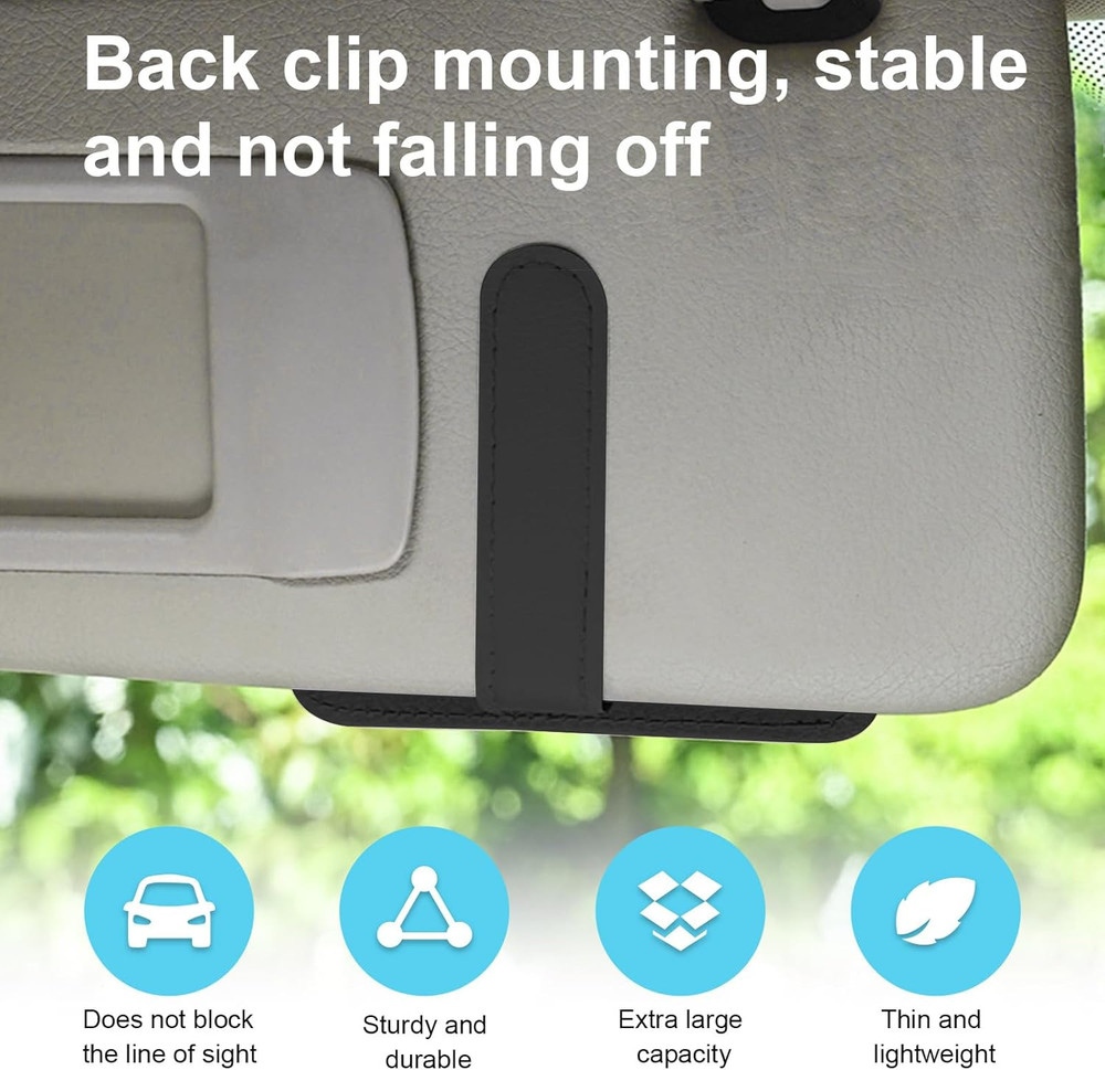2 Pack Leather Car Sun Visor Organizer Small Auto Document Card Holder Pockets