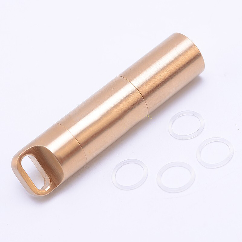 EDC Double Layer Solid Brass Survival Waterproof Key Storage pill Box Kit Tool