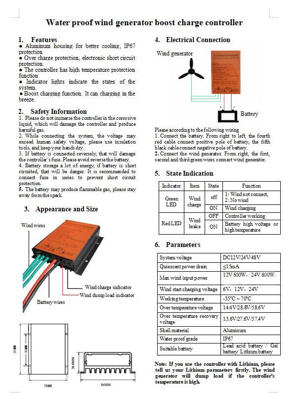 800W 12V 24V MPPT Wind Generator Charge Controller Battery Boost Regulator