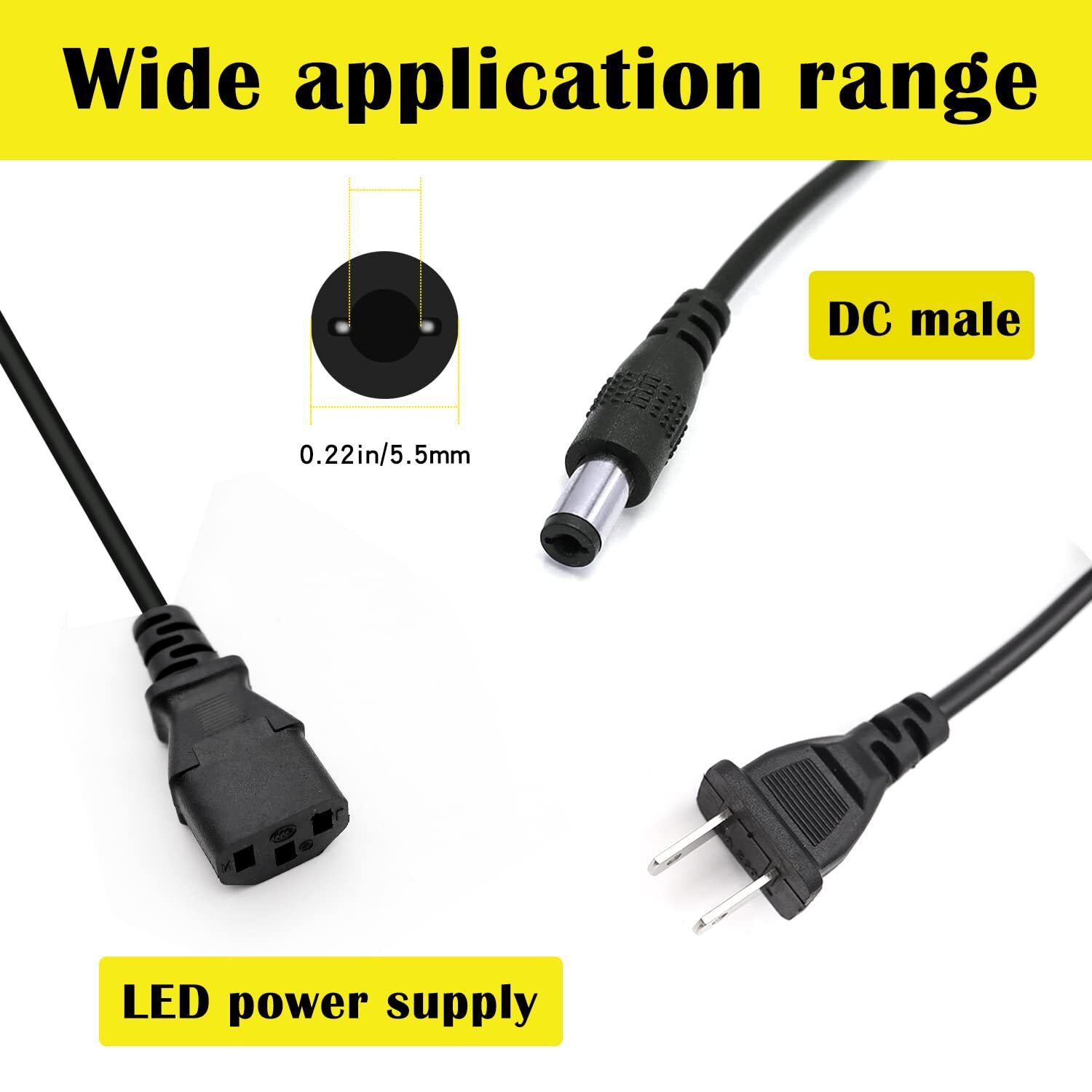 12V 5A 5 AMP 60W DC Power Supply Adapter Transformer LED Strip CCTV PC 5050 USA