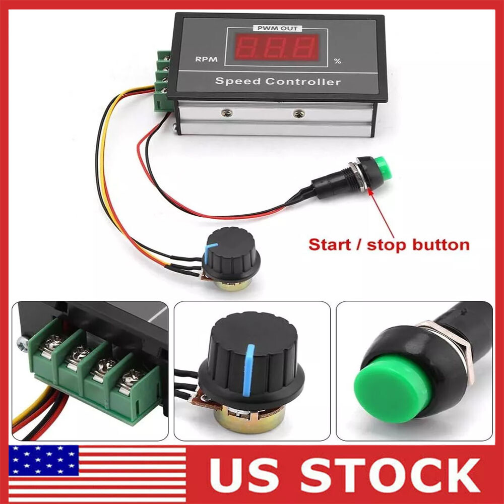 DC6-60V 12V 24V 36V 48V 30A PWM Motor Speed Controller Start Stop Switch Digital