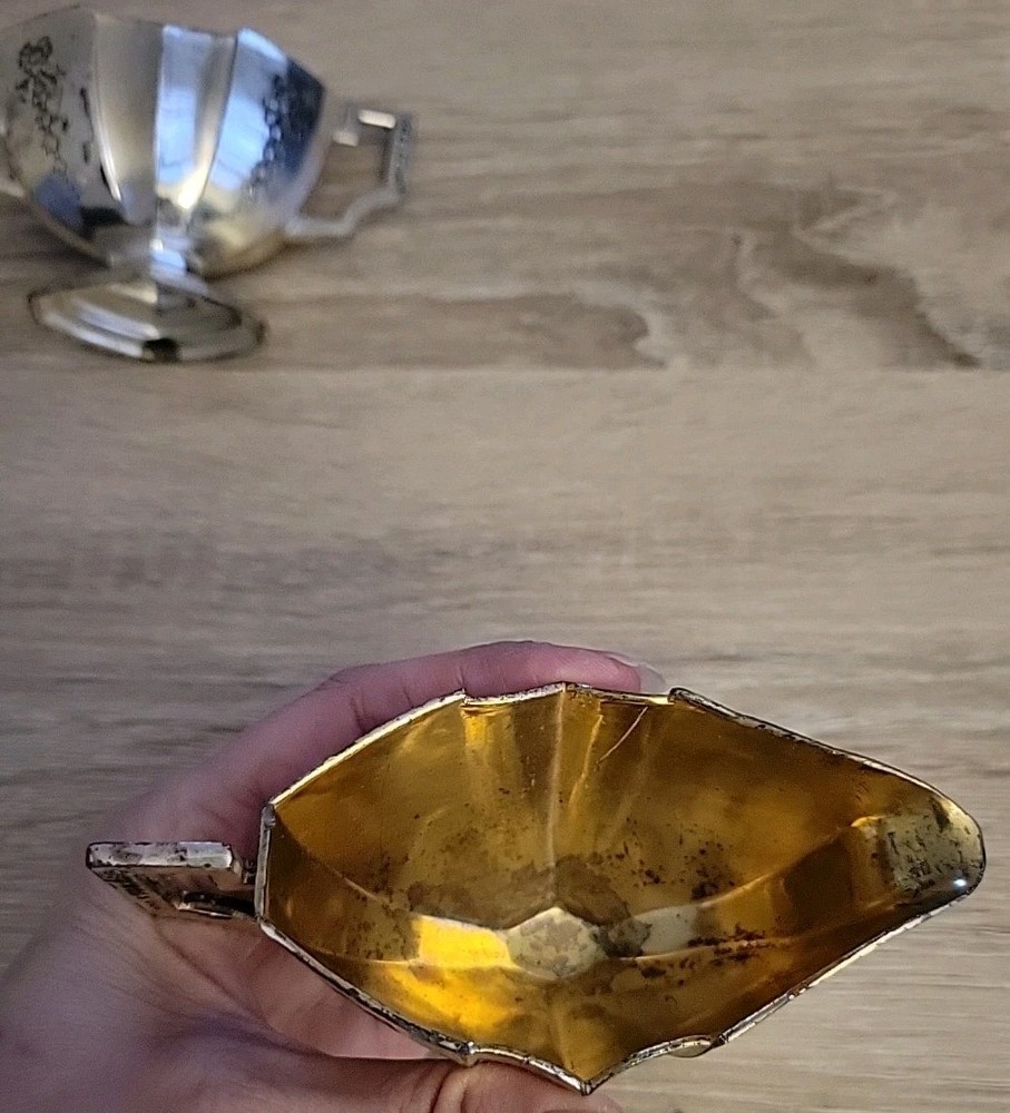 Vtg Art Deco Floral Silver Plated Sugar Creamer Set Marked Japan Read*See Pics*