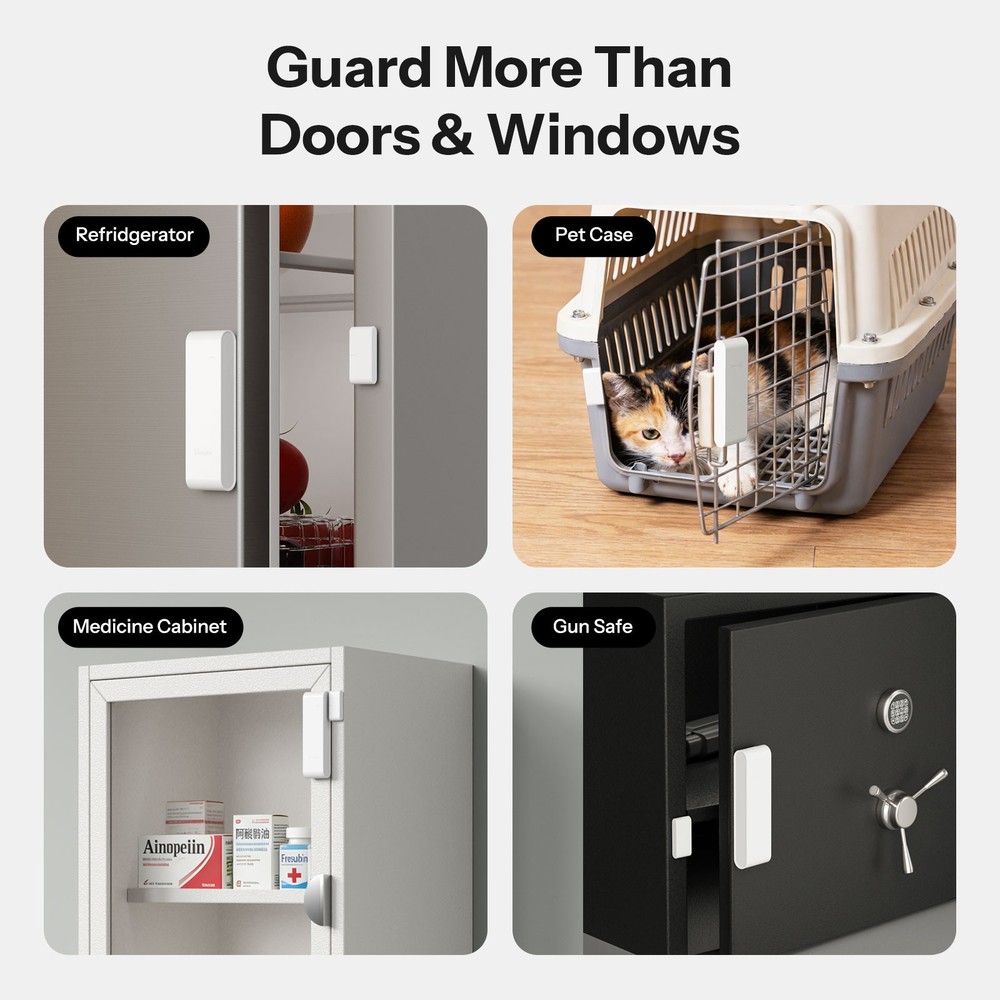 4 Pack SONOFF Zigbee Wireless Door Window Sensor, Home Window Door Contact Alarm