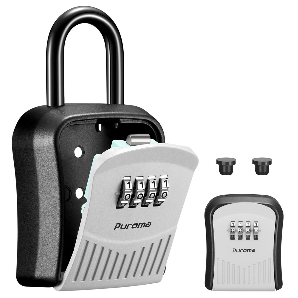 Lock Box Combination Key Lock Box, Wall-Mounted Portable Storage Lockbox for ...