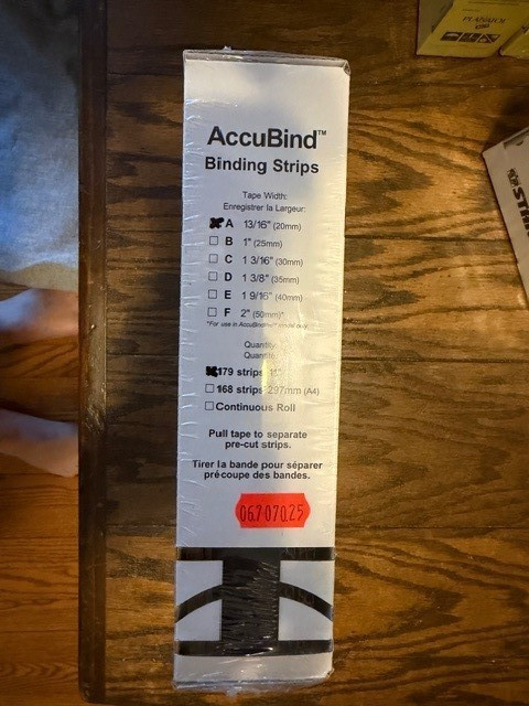Standard Accubind Binding Strips Various Sizes & Colors