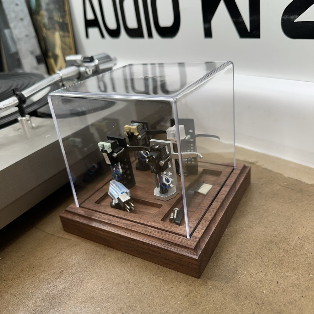 Turntable Cartridges Headshell Display Walnut Acrylic -Four + Accessories Read
