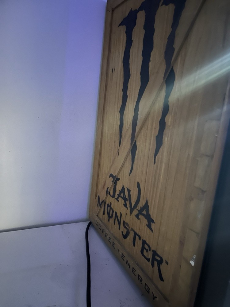 Java Monster Mini Fridge Rustic Wood Design – Rare Collectible Cooler