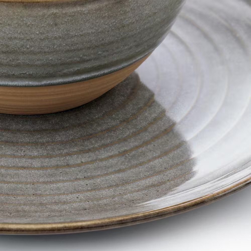 (12 Piece) Dreamweaver round Earthenware Dinnerware Set in Gray