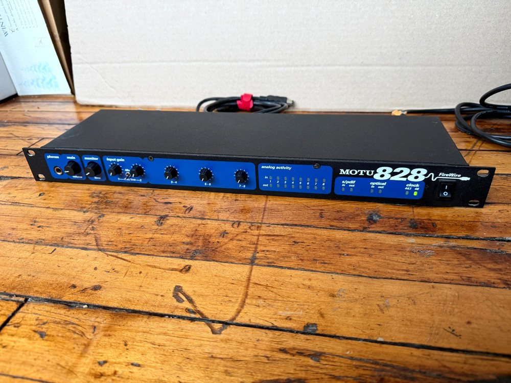 MOTU 828 MK1 Firewire Audio Interface Rack Mount with Cables Tested Working