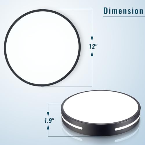 LED Ceiling Light Flush Mount 24W Kitchen Light Fixture Ceiling 12INCH Black